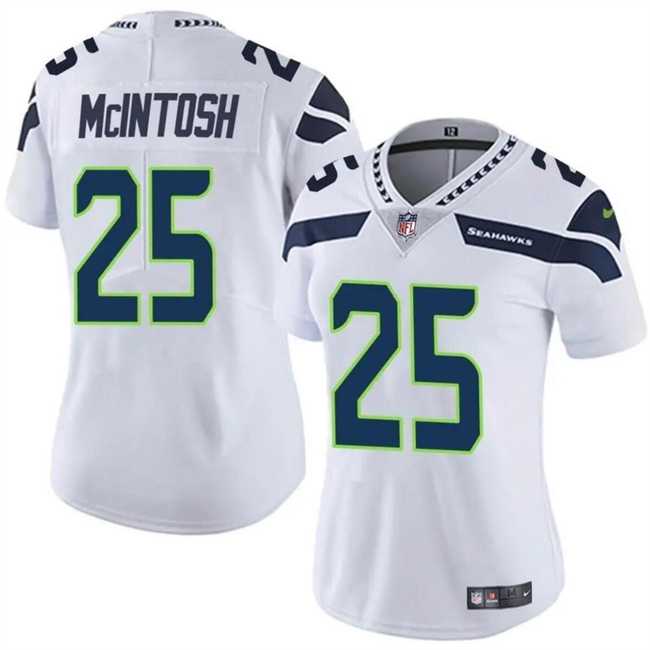 Womens Seattle Seahawks #25 Kenny McIntosh White Vapor Limited Football Stitched Jersey Dzhi